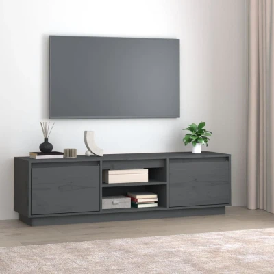 Afbeelding van Tv meubel 140x35x40 cm massief grenenhout grijs