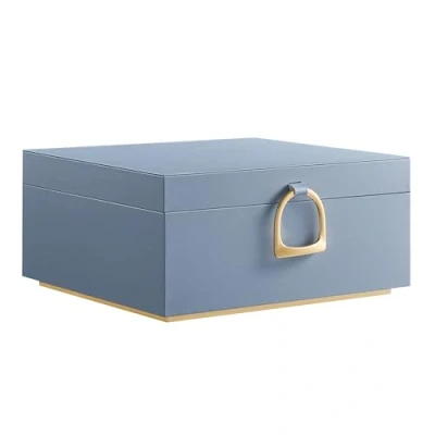 Afbeelding van SONGMICS JBC165Q01 Sieradendoosje met 2 niveaus, sieradenhouder handvat, afneembaar dienblad, zweefeffect, 20,5 x 24 11 cm, cadeau idee, mistblauw