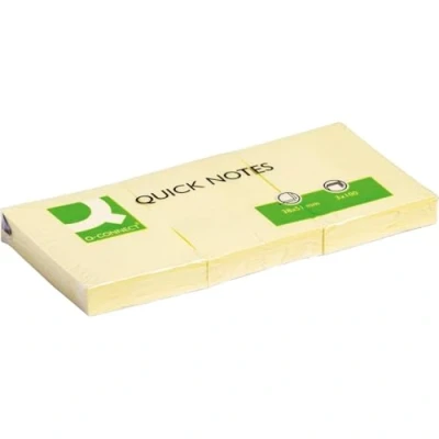 Afbeelding van Q CONNECT Quick Notes, ft 38 x 51 mm, 100 vel, pak van 3 stuks, geel memoblok