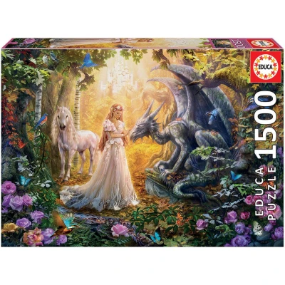 Afbeelding van Puzzel Dragón Princesa Unicornio Educa 17696 1500 Onderdelen 85 x 60 cm