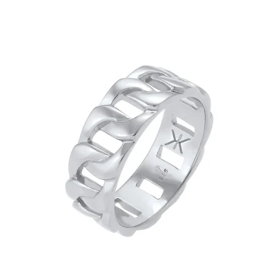 Afbeelding van Kuzzoi Chunky Chain Ring, Heren, Maat: 62, Grau