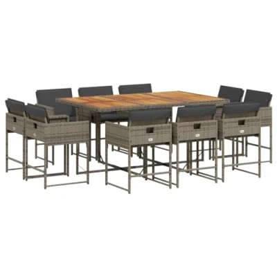 Afbeelding van vidaXL 11 delige Tuinset met kussens poly rattan grijs
