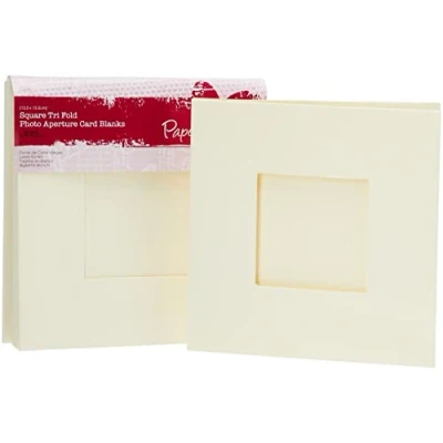 Afbeelding van Papermania 300 g/m² blanco kaarten, 3 kleppen, met kijkvenster, crèmekleurig, 10 stuks