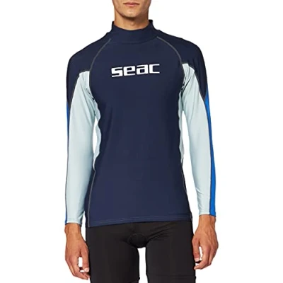 Afbeelding van Seac RAA Long Evo rashguard met lange mouwen voor heren UV zwem en snorkeltop Blauw/wit XL