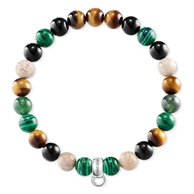 Afbeelding van Thomas Sabo X0217 947 7 Unisex Tijgeroog 925 Sterling Zilver Bedelarmband, Zilver, Jaspis Heliotroop