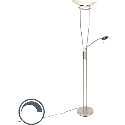 Afbeelding van QAZQA Moderne vloerlamp staal incl. LED en dimmer Lexus