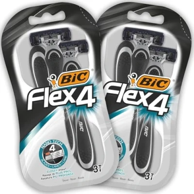 Afbeelding van BIC Flex 4 Wegwerpscheerapparaten voor heren, beweegbare messen een grondige scheerbeurt, solide controle, 6 stuks