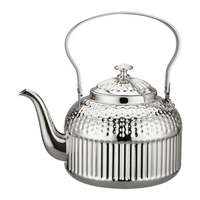Afbeelding van SANQIAHOME 1200 ml roestvrijstalen theepot met theezeef in retrostijl, zilver