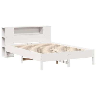 Afbeelding van vidaXL Bed met boekenkast zonder matras grenenhout wit 120x190 cm