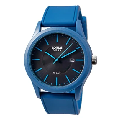 Afbeelding van Lorus Heren analoog kwartshorloge met siliconen armband RX305AX9, Blauw, riem, riem