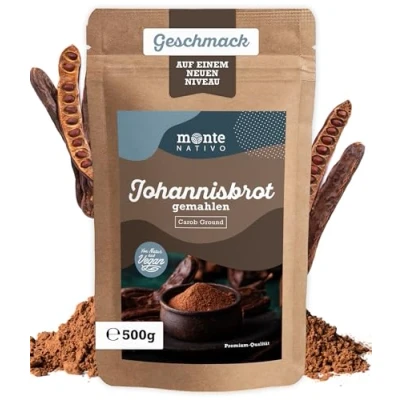 Afbeelding van Monte Nativo gemalen johannesbrood (500 g) johannesbroodpoeder zacht gedroogd johannesbroodmeel aromatisch en heerlijk