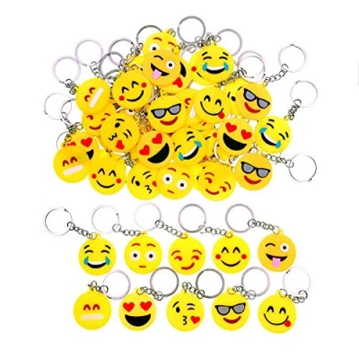 Afbeelding van JZK 50 x Emoji sleutelhanger emoticon voor kinderen verjaardagsfeestje gunsten feestzak vullers kinderfeestje bedankt cadeau weggeven ideeën