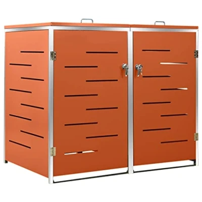 Afbeelding van vidaXL Schuur voor twee vuilnisbakken, 138 x 77,5 112,5 cm, roestvrij staal