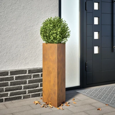 Afbeelding van vidaXL Plantenbakken 2 st driehoek 30x26x75 cm cortenstaal