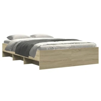Afbeelding van vidaXL Bedframe bewerkt hout sonoma eikenkleurig 135x190 cm