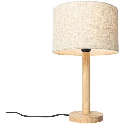 Afbeelding van QAZQA Landelijke tafellamp hout met linnen kap beige 25 cm Mels