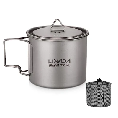 Afbeelding van Draagbare het kamperen Titaniumpot / Mok met vouwen van handvat 300ml/350ml 420ml 550ml 650ml 750ml 900ml 1600ml