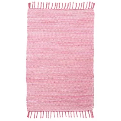 Afbeelding van Theko Dhurry Tapijt van 100% katoen plat geweven handgeweven Kleur: roze 70 x 140 cm