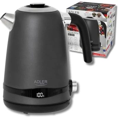 Afbeelding van Adler AD 1295 Grijs waterkoker 1,7L met LCD scherm en temperatuurregeling