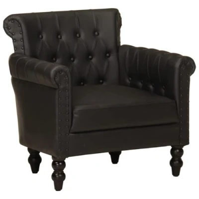 Afbeelding van vidaXL Fauteuil echt geitenleer zwart