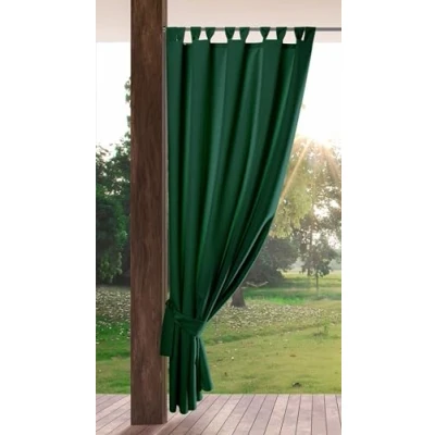 Afbeelding van Eurofirany GARDEN Outdoorgordijn met lussen, afneembare zonwering, inkijkbescherming, winddicht, waterdicht, voor paviljoen, terras, pergola, 155 x 260 cm, donkergroen