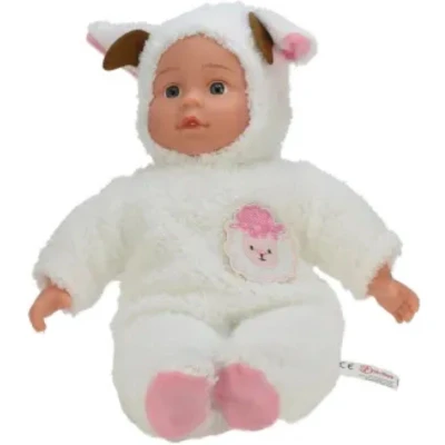 Afbeelding van Babypop met dierenpakje groot Schaap 25 cm