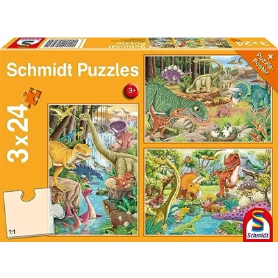 Afbeelding van Schmidt Spiele Plezier met de dinosaurussen 3x24 stuks (72 onderdelen)