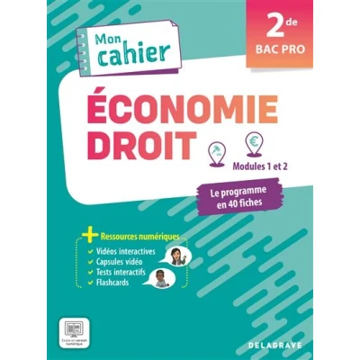 Image de Mon cahier d&#039;Économie Droit 2de Bac Pro (2024) Pochette élève
