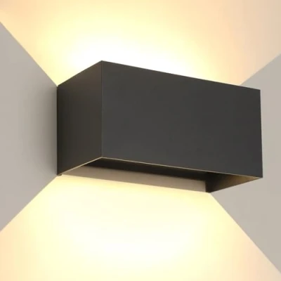 Afbeelding van FUPE 25 W led wandlamp voor buiten/binnen, IP65, waterdicht, modern, aluminium, zwart, 3000 K, warmwit, buiten, wandlamp, lichthoek verstelbaar