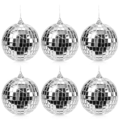 Afbeelding van COM FOUR® 6x disco bal spiegel om op te hangen voor feest oudejaarsavond, verjaardag, themafeest Ø 8 cm (Ø 8cm)