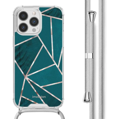 Afbeelding van iMoshion Hoesje Geschikt voor iPhone 13 Pro met Koord Design Meerkleurig / Petrol Green Graphic
