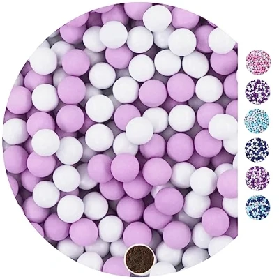 Afbeelding van EinsSein Chocoladeballen (1 kg zak) wit/lila glanzend voor bruiloft, doop, communie, vormsel, perfect reageerbuisjes, alternatief chocolade, bruiloftsamandelen