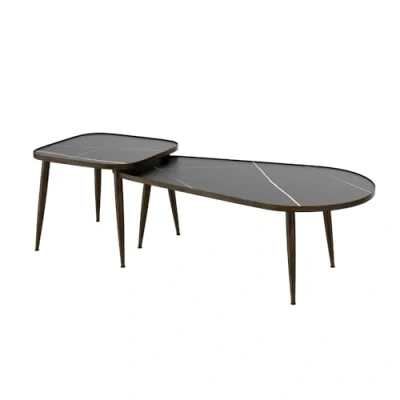 Afbeelding van Vicco Salontafel set Manitoba, Zwart, 105 x 35 cm 2 delen