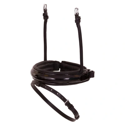 Image de BR Muserolle Bridon Vernis Large Montants de Filet Noir/Argent Cob