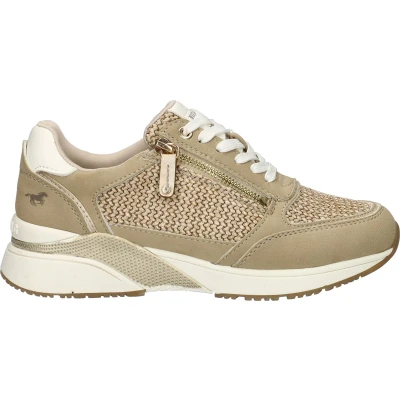 Afbeelding van Mustang LAAG Sneakers laag, Dames, Maat: 38, Beige Leer en textiel