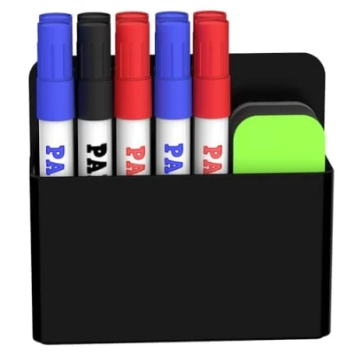 Afbeelding van SUPTIDY Magnetische Dry Erase Marker Pen Houder voor Koelkast, Locker Accessoires, Whiteboard Houder, Potlood Organizer Zwart