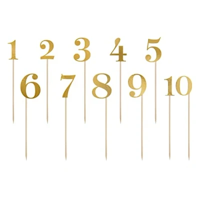 Afbeelding van PartyDeco Cake Toppers Tafelnummers Goud Set/11