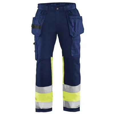 Image de Pantalon artisan haute visibilité stretch marine/jaune fluorescent