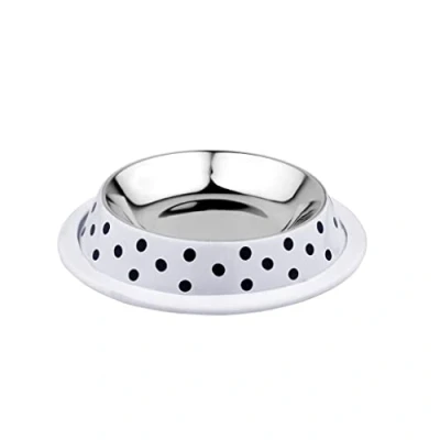 Afbeelding van Duvoplus Drinkbak Hond Eetkom Deco Fix Dots 1000ml L 25,8x25,8x5,1cm Wit 1st