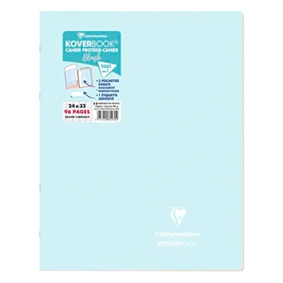 Afbeelding van Clairefontaine Koverbook geniet notitieboek, 24 x 32 cm, 96 pagina&#039;s, grote ruiten, 90 g, omslag van polypropyleen, ondoorzichtig, 981472C