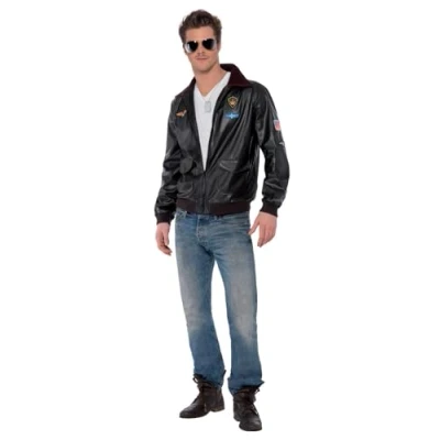 Afbeelding van Smiffys Licenciado oficialmente pilotenjack Top Gun bruin met motieven