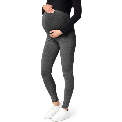 Afbeelding van BE Mammy Leggings 02 Dames Zwangerschapsleggings Lang Viscose Elasthan Donker Gemêleerd M