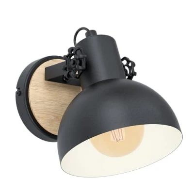 Afbeelding van EGLO Lubenham Wandlamp 1 lichts E27 Zwart, Bruin