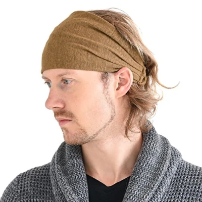 Afbeelding van Haarband voor heren, linnen, natuurlijk, haarband, dames, bandana, elastisch, sport, mode, yoga, haar, sportieve sjaal, piraten, breed, modieus, kaki, Khaki (stad)