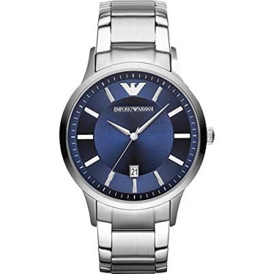Image de Montre à trois aiguilles Emporio Armani en acier inoxydable avec date pour homme