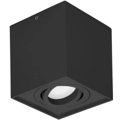 Afbeelding van Adviti CAROLIN Vierkante opbouwspot Downlight Zwart Richtbare lichtbron GU10 Aluminium behuizing