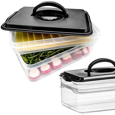 Afbeelding van &quot;Ham en Kaas Bewaardoos 2 Niveaus 600 ml / 1,5 l Vleeswarendoos Kaasdoos Vershouddoos Opbergdozen Koelkastdoos Koelkas Organizer Keukenopbergdoos&quot;