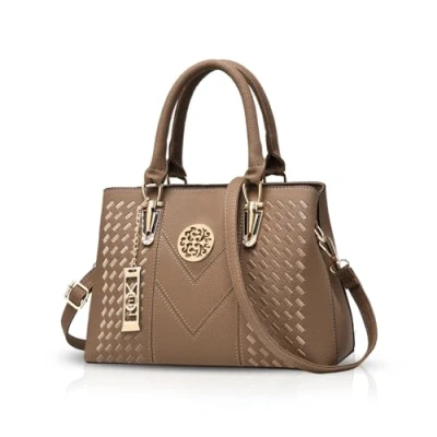 Afbeelding van NICOLE &amp; DORIS Elegante dameshandtas, schoudertas, klassieke tas, handtassen, PU leer, werktas, modieus, Khaki (stad), Handtas