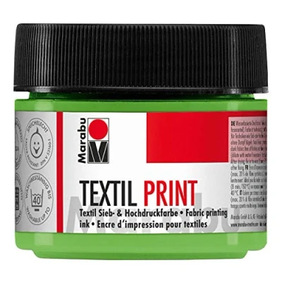 Afbeelding van Marabu 17030050960 textiel print lichtgroen 100 ml, inkt op waterbasis, geurloos en lichtecht, lange openingstijd, voor licht donker