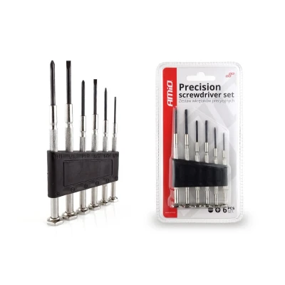 Afbeelding van AMiO 02408 Schroevendraaierset 6 Gesplitst, Kruisgleuf (PH) PH0, PH1, SL1.4, SL2.0, SL2.4, SL3.0 Kunststof koffer